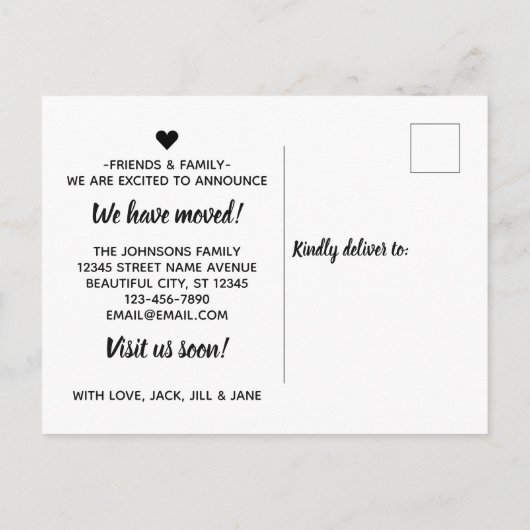 熱帯ピンクのフラミンゴのアドレス変更の移動 案内ポストカード (裏面)