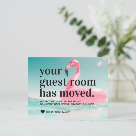 熱帯ピンクのフラミンゴのアドレス変更の移動 案内状 (スタンド正面)