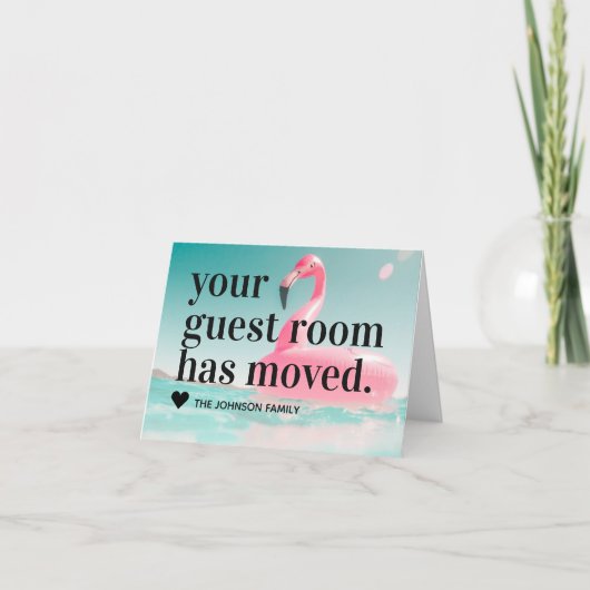 熱帯ピンクのフラミンゴのアドレス変更の移動 案内状 (正面)