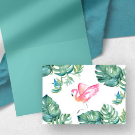 熱帯ピンクのフラミンゴのグリーティングカード サンキューカード