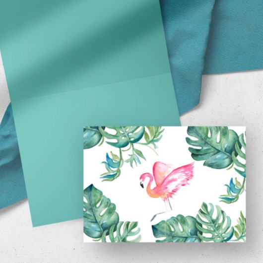 熱帯ピンクのフラミンゴのグリーティングカード サンキューカード