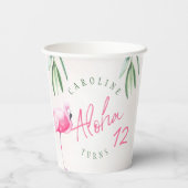 熱帯ピンクのフラミンゴのパーソナライズされた誕生日パーティー 紙コップ (裏面)