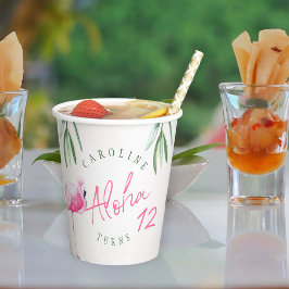 熱帯ピンクのフラミンゴのパーソナライズされた誕生日パーティー 紙コップ