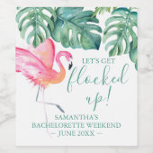 熱帯ピンクのフラミンゴの女の子の週末の贈り物 ワインラベル (シングルラベル)