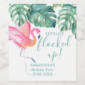 熱帯ピンクのフラミンゴの女の子の週末の贈り物 ワインラベル (シングルラベル)