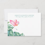 熱帯ピンクのフラミンゴの文パーソナライズされた房具 ノートカード (正面)