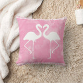 熱帯ピンクのフラミンゴの水彩画のシルエット クッション (ブランケット)