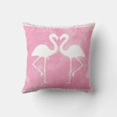 熱帯ピンクのフラミンゴの水彩画のシルエット クッション (裏面)