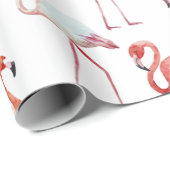 熱帯ピンクのフラミンゴの水色 ラッピングペーパー (ロールコーナー)