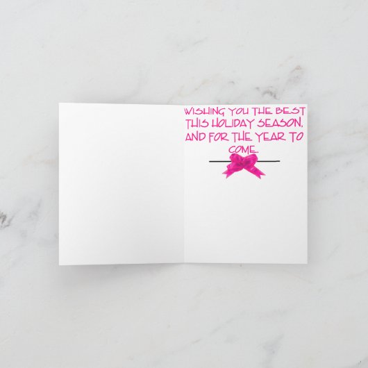 熱帯ピンクのフラミンゴの雪の地球のクリスマスカード シーズンカード (内部)