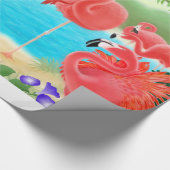 熱帯ピンクのフラミンゴの鳥の包装紙 ラッピングペーパー (角)