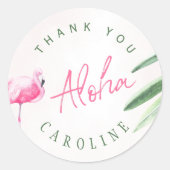 熱帯ピンクのフラミンゴアロハの誕生日感謝していあなた ラウンドシール (正面)