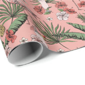 熱帯ピンクのフラミンゴサンゴの花柄 ラッピングペーパー (ロールコーナー)