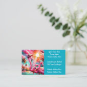 熱帯ピンクのフラミンゴスヤシの木旅行代理店 名刺 (スタンド正面)