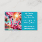 熱帯ピンクのフラミンゴスヤシの木旅行代理店 名刺 (正面)