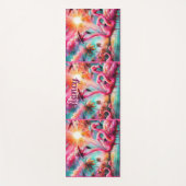 熱帯ピンクのフラミンゴスヤシパーソナライズされたの木 ヨガマット (正面)