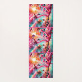 熱帯ピンクのフラミンゴスヤシパーソナライズされたの木 ヨガマット (裏面)