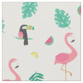 熱帯ピンクのフラミンゴトゥーカンスイカ離れの ファブリック (クローズアップ)