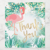 熱帯ピンクのフラミンゴフェイク金ゴールドホイル感謝していユー ワインラベル (シングルラベル)