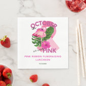 熱帯ピンクのフラミンゴ乳癌の資金調達 スタンダードランチョンナプキン (インサイチュ)