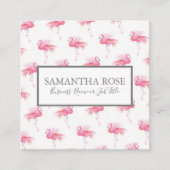 熱帯ピンクのフラミンゴ模様 スクエア名刺 (正面)