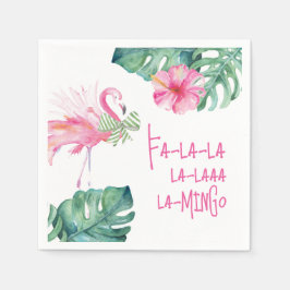 熱帯ピンクのフラミンゴ水彩クリスマス スタンダードカクテルナプキン