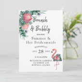 熱帯ピンクのフラミンゴ牡丹ブランチと泡立ち 招待状 (スタンド正面)