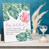 熱帯ピンクのフラミンゴ赤ちゃんシャワーゲームサイン フォトプラーク (側面)