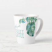 熱帯ピンクのフラミンゴ鳥の水の色のアートマグ カフェラテマグ (右アングル)