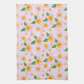 熱帯ピンクのフランジパニの花のパターン キッチンタオル (縦)