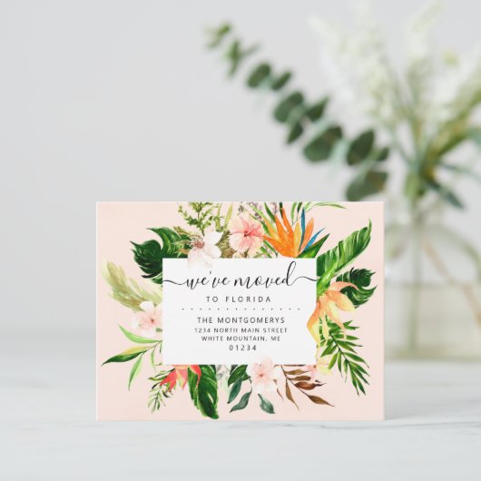 熱帯ピンクのフローラ緑のフロリダ移動 案内ポストカード (スタンド正面)