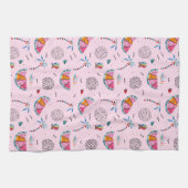 熱帯ピンクのメンフィスのスタイルパターン キッチンタオル (横)