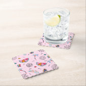 熱帯ピンクのメンフィスのスタイルパターン ペーパーコースター (インサイチュ)