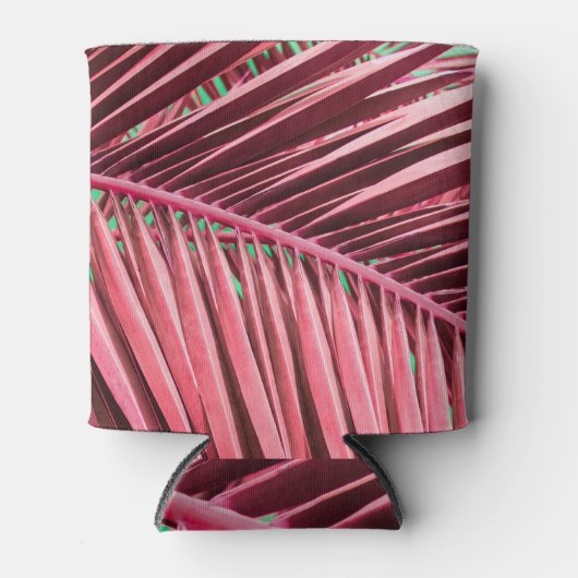 熱帯ピンクのヤシ離れの背景 缶クーラー (正面)