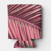 熱帯ピンクのヤシ離れの背景 缶クーラー (裏面)