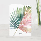 熱帯ピンクの緑結婚の葉 カード (裏面)