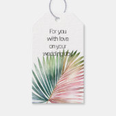 熱帯ピンクの緑結婚の葉 ギフトタグ (正面)