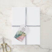 熱帯ピンクの緑結婚の葉 ギフトタグ (より糸付き)