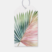 熱帯ピンクの緑結婚の葉 ギフトタグ (裏面)