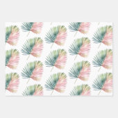 熱帯ピンクの緑結婚の葉 ラッピングペーパーシート (正面)
