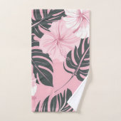 熱帯ピンクの花のパターン バスタオルセット (ハンドタオル)