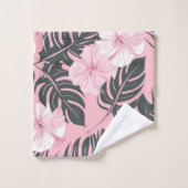 熱帯ピンクの花のパターン バスタオルセット (ウォッシュタオル)