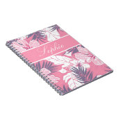 熱帯ピンクの花ハイビスカスパーソナライズされた ノートブック (右側)