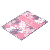 熱帯ピンクの花ハイビスカスパーソナライズされた ノートブック (左側)