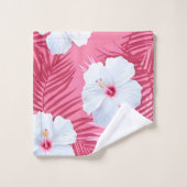 熱帯ピンクの花ハイビスカス バスタオルセット (ウォッシュタオル)