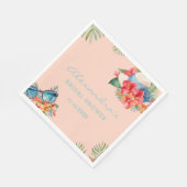 熱帯ピンクの花ビーチブライダルシャワー スタンダードランチョンナプキン (角)