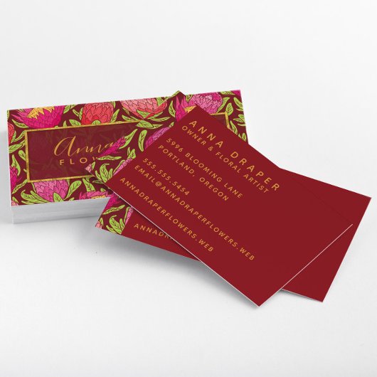 熱帯ピンクの花柄 名刺