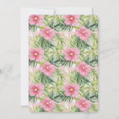 熱帯ピンクの花誕生日 招待状 (裏面)