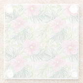 熱帯ピンクの花 ガラスコースター (裏面)