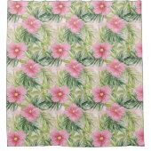 熱帯ピンクの花 シャワーカーテン (正面)